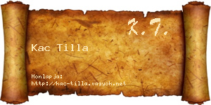 Kac Tilla névjegykártya